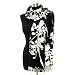 Black and White Print Pashmina - Japanese Flower Tree Design - Black