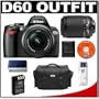 Nikon D60 Digital SLR Camera with 18-55mm AF-S VR Zoom Lens + Nikon 55-200mm AF-S VR Zoom Lens + EN-EL9 Battery + Case + Cameta Bonus Accessory Kit