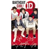 1D One Direction - Birthday Girl Birthday Card With Badge