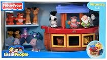 Fisher Price Little People Noah's Ark Gift Set - Ark Playset + 2 Ark Animals Sets: Camels & Peacocks and Tigers & Giraffes (White Shipper Box)