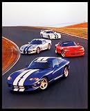 Dodge Viper Cars Racing On Track White Wood-Mounted Art Poster Print - 16