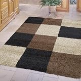 Modern Moonwalk Blocks Rug Chocolate Brown Beige Black