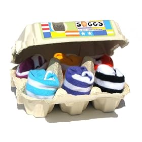 CHAUSSETTES BEBE 6 PAIRES DANS BOITE A OEUFS RAYE