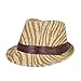 Animal Print Ribbon Band Fedora Straw Hat, Light Brown Zebra