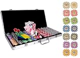 Bluff King 650 11.5 Gram Dual Pattern Clay Composite Gambling Poker Chip Chipset with Gaming Accessories.
