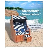 Strandkorb Ostsee de Luxe blau Kariert