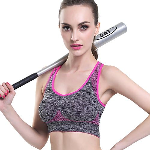 Women's Racerback Sports Bra High Impact Workout Gym Activewear Bras Rose M