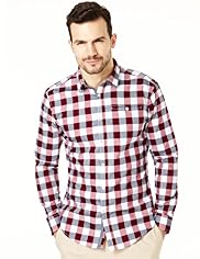 Autograph Pure Cotton Slim Fit Bold Gingham Checked Shirt