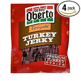 Oh Boy! Oberto Teriyaki Turkey Jerky, 3.25-Ounce Bags (Pack of 4)