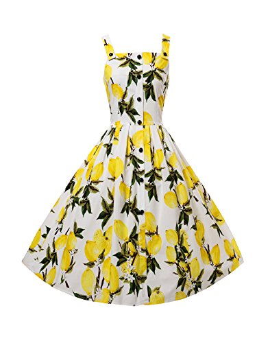 LUOUSE Women Vintage Floral Strappy Rockabilly Cocktail Swing Tea Dresses