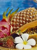 Exotic Fruits: Lychees, Red Pitahaya, Papaya, Pineapple Photographic Poster Print by Vladimir Shulevsky, 18x24