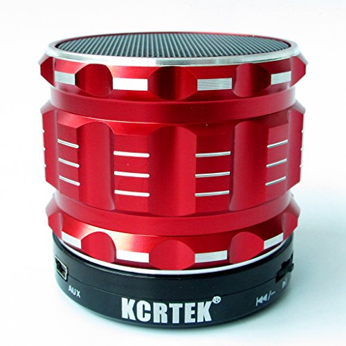 Portable bluetooth speakers,Wireless Bluetooth speakers by Kcrtek with 3 Year Warranty, Built in Hands Free Microphone and Rechargable Battery Support Tf Function Works for Iphone, Ipad Mini, Ipad 4/3/2, Itouch, Blackberry, Nexus, Samsung and Other Smart Phones and Mp3 Players Red Color