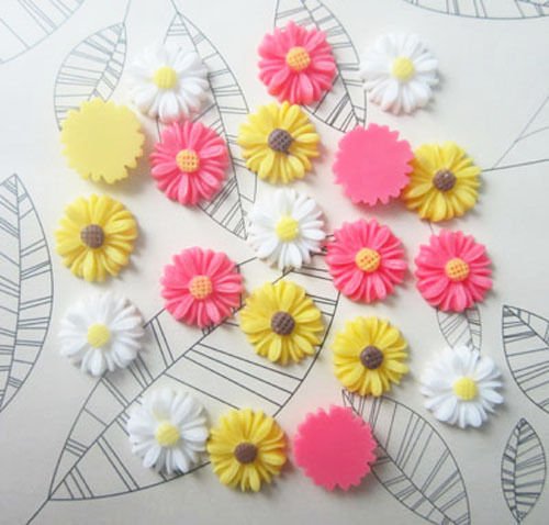 20pcs Mix Resin Sunflower Flower Flatback Scrapbooking DIY Phone /Craft NEW