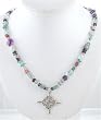 Fluorite, Aquamarine, Amethyst and Tourmaline Necklace with Sterling Silver Accents, #8610
