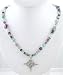 Ornate Flower Pendant on Fluorite, Aquamarine, Amethyst and Tourmaline Gemstone Bead Necklace 22" Length, #8610