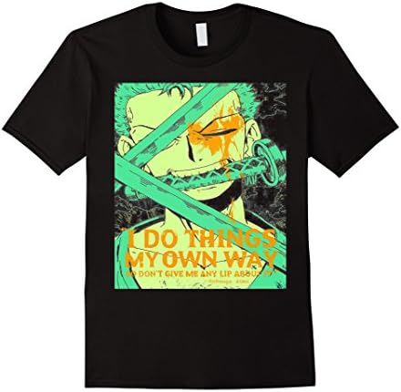 Men's One Piece Anime - Luffy Zoro T-Shirt Small Black