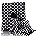 HDE Rotating iPad Case Magnetic Folding Leather Cover Folio Flip Stand for Apple iPad 2 iPad 3 iPad 4 (White & Black Polka Dot)