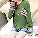 DOINSHOP Women's Long Sleeve Round Neck Tops Checked Loose Shirt Blouse Warm Tee Green