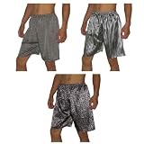 3 PACK: SILK COUTURE Mens Sleepwear - Silk Boxer Shorts / Pajama Lounge Shorts - Multicolor - Size: M-L