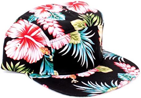 Black All Over Hibiscus 5 Panel Camper