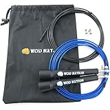 WOD Nation Speed Jump Rope. Blazing Fast Rope for Endurance training for Sports like Cross Fitness, Boxing, MMA, Martial Arts or Just Staying Fit. Fully Adjustable to Fit Men, Women and Children.
