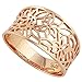 Victorian Style Leaf Filigree Vintage Ring Rose Gold-Tone Plated Sterling Silver 925