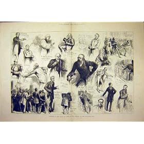 1884 SKETCHES HOUSE LORDS DEBATES FRANCHISE BILL PRINT