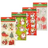 12 Christmas Self-Adhesive Jingle Bell Gift Tags with Bells & Metallic accents