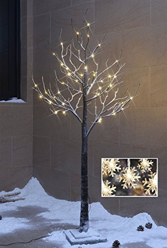 Lightshare Snow Tree 5 Feet 72 LED Light with 10 LED Snow Flake Light, Warm White