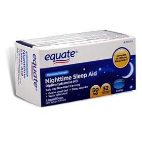 Equate - Nighttime Sleep Aid 50 mg, Maximum Strength, 32 Softgels (Compare to Unisom SleepGels)