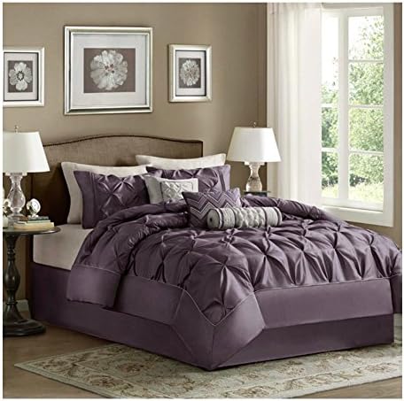 King Comforter Set Modern Luxury Bedding Collection - 7 Piece, Plum