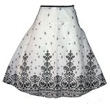 A-line border print Skirt/black/white