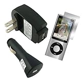 IMAGE OF SKQUE USB Wall / Car Charger Adapter with Screen Protector For Apple Ipod nano 5G