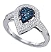 Stunning 0.25 Ctw. Blue and White Diamond Teardrop Shaped Promise Ring " Size 7 "