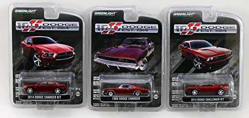 Greenlight Anniversary Collection Dodge 100 Years Set of 3 - 1968 Dodge Charger, 2014 Dodge Charger R/T, 2014 Dodge Challenger