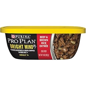 Purina Pro Plan Bright Mind Adult 7+ Beef & Brown Rice Entree Dog Food, 10 Ounce Tub, Pack of 8 Purina Pro Plan Bright Mind Adult 7+ Beef & Brown Rice Entree Dog Food, 10 Ounce Tub, Pack of 8
