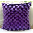 Purple Harmony - Decorative Pillow Covers - Suede Pillow Cover with Pintucks and Satin Ribbon