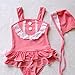 PGXT Girl One-Piece Falbala Swimwear Bathing Suit Bikini Swimsuit With Hat Pink