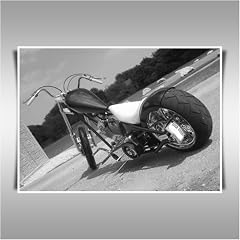 HARDTAIL HARLEY DAVIDSON CHOPPER A2 Posterkunstdruck als Leinwandkopie, gerahmt