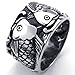 KONOV Mens Stainless Steel Ring, Vintage Carp Fish, Black Silver