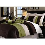 12 PC. MODERN BED IN A BAG OVERSIZED, GREEN CHOCOLATE COMFORTER SET W  MATCHING PILLOWS... by 