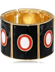 Isaac Mizrahi "Chain Gang" Stretch Large Panel Enamel Stretch Bracelet, 3"