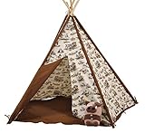 Dream House Indoor and Outdoor Cotton Canvas Cowboy Indian Teepee Tent for Boys Luxury Kids Playhous