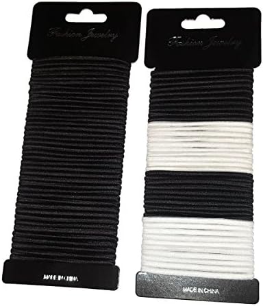 80 piece Girls Women's Black and White Hair Tie Bands Ponytail Holders
