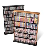 Black Double Width Wall Multimedia Storage Tower for CD, DVD & VHS