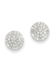 14k White Gold Diamond Round Post Earrings