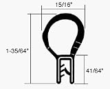 CRL Vertical Bulb Trim Seal - Flange Size: .039 in to .118 in