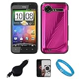 Pink Metallic Cosmo Wave Design Protective Snap-On Case Cover for HTC Droid ....
