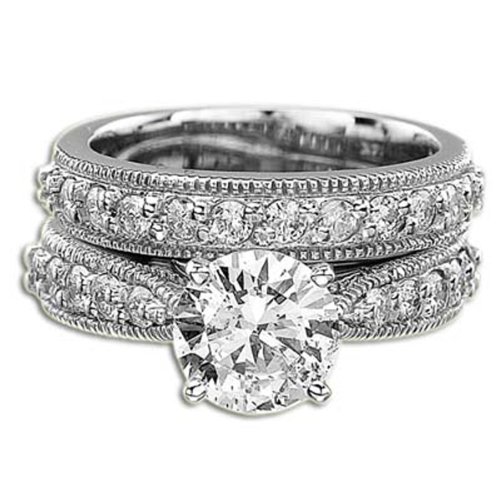 ROUND BRILLIANT DIAMOND BRIDAL SET 18K 2.10 E VS2