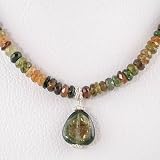 16 Sterling Silver and Tourmaline Gemstone Necklace, #8827